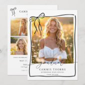 Bow Graduation Announcement Card Photo Grad Party 招待状 (正面/裏面)