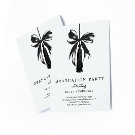 Bow Graduation Invitation Girl High School College 出欠カード