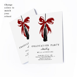 Bow Graduation Invitation Girl High School College 出欠カード