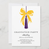 Bow Graduation Invitation Girl High School College 招待状 (正面)