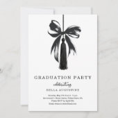 Bow Graduation Invitation Girl High School College 招待状 (正面)