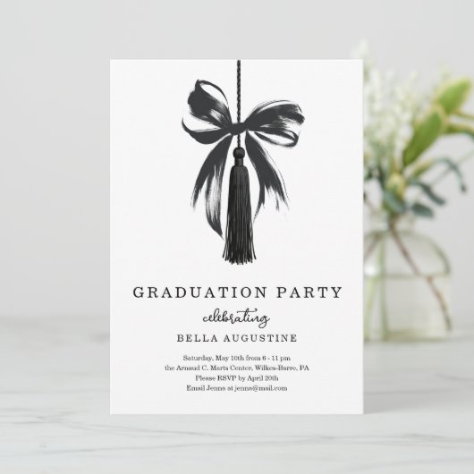Bow Graduation Invitation Girl High School College 招待状 (スタンド正面)