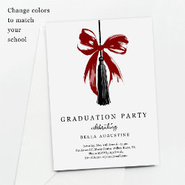 Bow Graduation Invitation Girl High School College 招待状