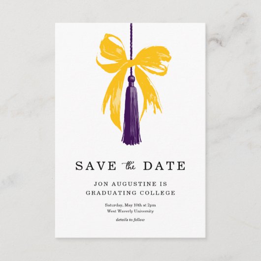 Bow Graduation Save the Date Insert Card サンキューカード (正面)