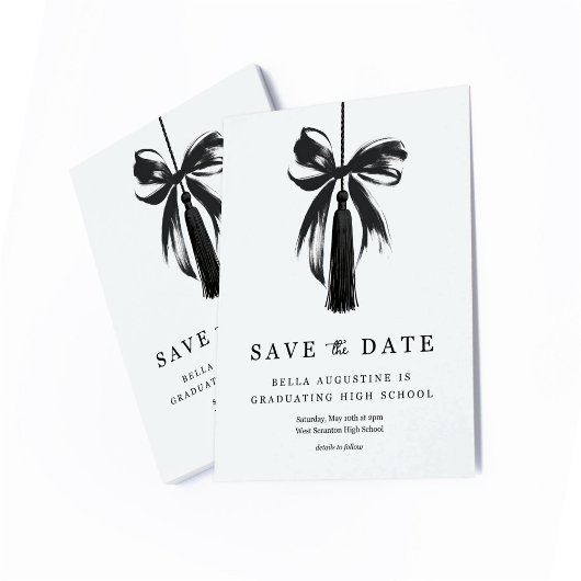 Bow Graduation Save the Date Insert Card サンキューカード