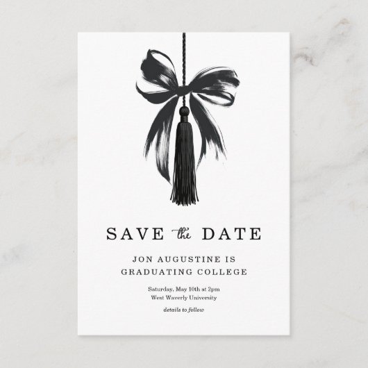 Bow Graduation Save the Date Insert Card サンキューカード (正面)
