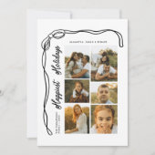 Bow Happiest Holidays Family 6 Photos Plaid シーズンカード (正面)