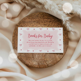 Bow Hearts Valentine Baby Shower Books for Baby エンクロージャーカード