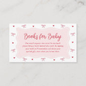 Bow Hearts Valentine Baby Shower Books for Baby エンクロージャーカード (正面)