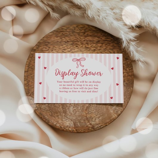 Bow Hearts Valentine Baby Shower Display Shower エンクロージャーカード