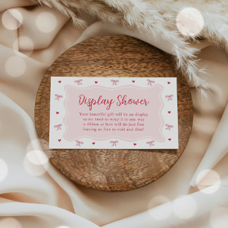 Bow Hearts Valentine Baby Shower Display Shower  エンクロージャーカード
