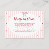 Bow Hearts Valentine Baby Shower Wrap In Clear エンクロージャーカード (正面)
