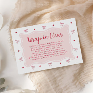 Bow Hearts Valentine Baby Shower Wrap In Clear エンクロージャーカード