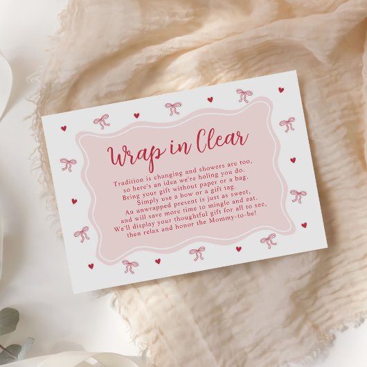 Bow Hearts Valentine Baby Shower Wrap In Clear エンクロージャーカード