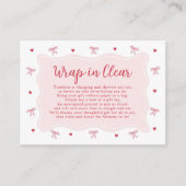 Bow Hearts Valentine Baby Shower Wrap In Clear エンクロージャーカード (正面)