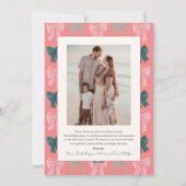 Bow Ho Ho Red & Pink Bowsフォトクリスマス シーズンカード (裏面)