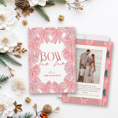 Bow Ho Ho Red & Pink Bowsフォトクリスマス シーズンカード