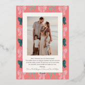 Bow Ho Ho Red & Pink Bowsフォトクリスマス 箔シーズンカード (裏面)