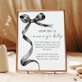 Bow How Big is Mommy's Belly Baby Shower Game ポスター