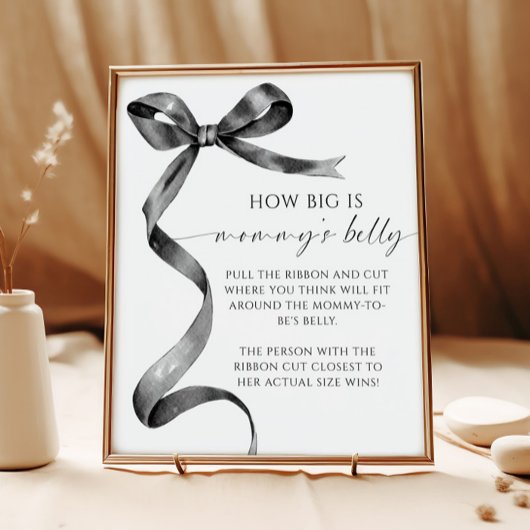 Bow How Big is Mommy's Belly Baby Shower Game ポスター