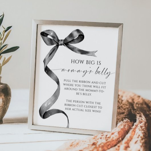 Bow How Big is Mommy's Belly Baby Shower Game ポスター