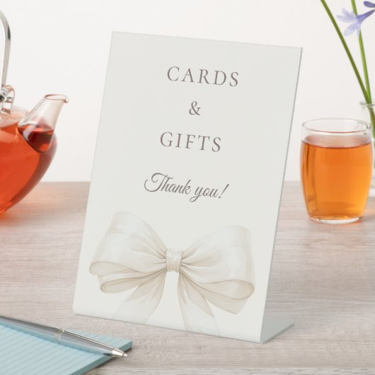 Bow ivory cards gifts sign 台座サイン (インサイチュ)