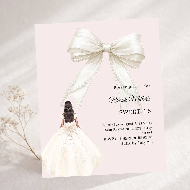 Bow ivory dress blush pink Sweet 16 invitation (クリエイターアップロード済み)