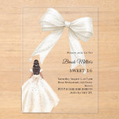 Bow ivory dress cream clear luxury Sweet 16 アクリル招待状 (正面)