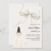 Bow ivory dress cream luxury Sweet 16 招待状 (正面)