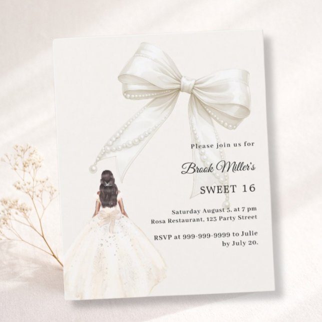 Bow ivory dress cream luxury Sweet 16 invitation (クリエイターアップロード済み)