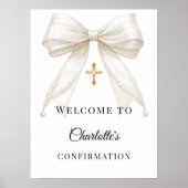 Bow ivory pearls Confirmation welcome ポスター (正面)