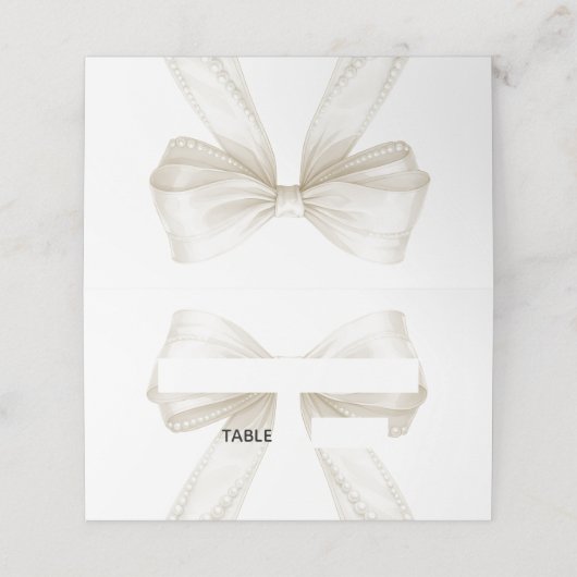 Bow Ivory pearls elegant プレイスカード (外部開封)