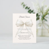 Bow ivory pearls elegant Bridal Shower invitation (スタンド正面)