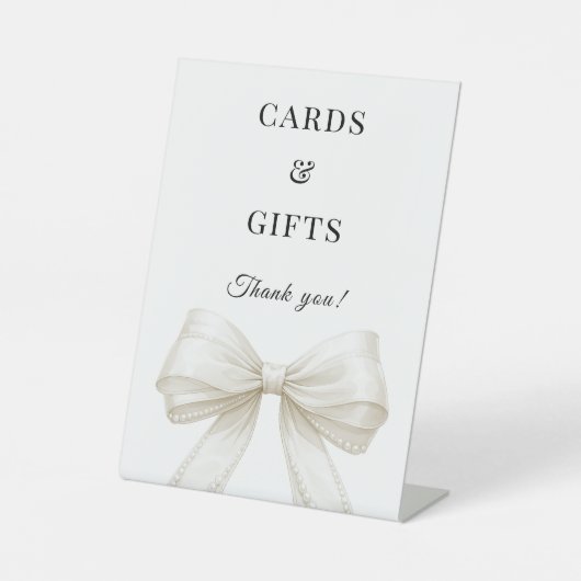 Bow ivory pearls elegant cards gifts sign 台座サイン (正面)