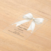 Bow Ivory Pearls Girl Elegant Baptism アクリル招待状 (レイダウン)