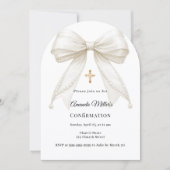 Bow ivory pearls girl elegant Confirmation Arch 招待状 (正面)