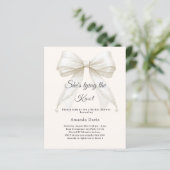 Bow ivory pearls knot Bridal Shower invitation (スタンド正面)