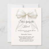 Bow ivory pearls knot Bridal Shower invitation (正面)