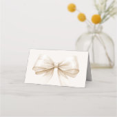 Bow Ivory Place Cards Elegant Folded プレイスカード (裏面)