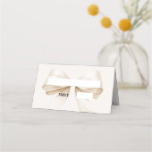 Bow Ivory Place Cards Elegant Folded プレイスカード (正面)