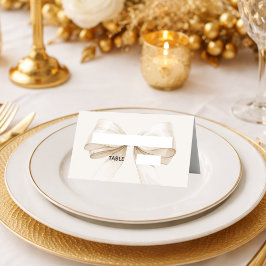 Bow Ivory Place Cards Elegant Folded プレイスカード