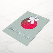 Bow Joyeux Noelのクリスマスオーナメント 箔シーズンカード (回転した状態)