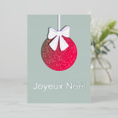 Bow Joyeux Noelのクリスマスオーナメント 箔シーズンカード (立ち正面)
