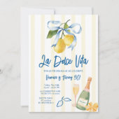 Bow La Dolce Vita 30th Lemon Citrus Birthday Party 招待状 (正面)
