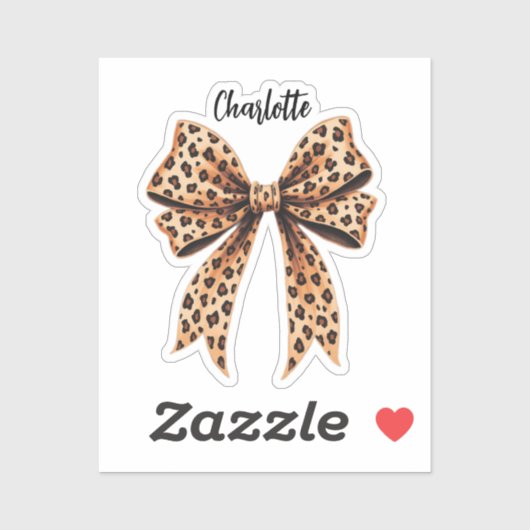 Bow Leopard印刷名スクリプト シール (シート)