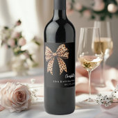 Bow leopard print黒い誕生日 ワインラベル