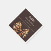 Bow leopard print bistre brown Birthday スタンダードカクテルナプキン (角)
