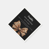 Bow leopard print black Birthday スタンダードカクテルナプキン (角)