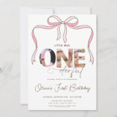 Bow little 恋しく思 Onederful 1st Birthday 3の写真 招待状 (正面)