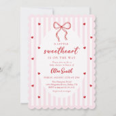 Bow Little Sweetheart Baby Shower Invitation 招待状 (正面)